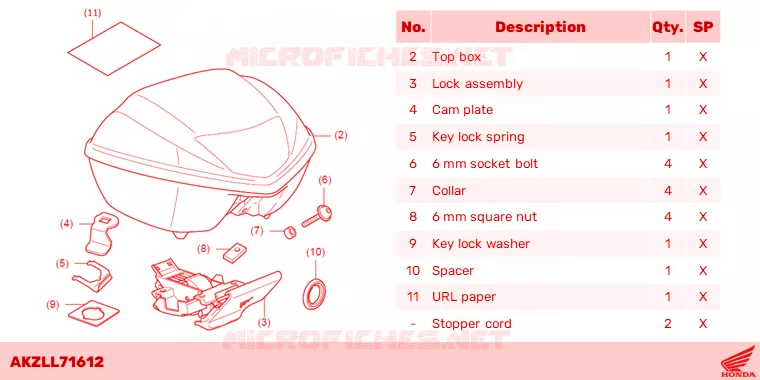 TOP CASE Honda SCOOTER 110 DIO 2021  NSC110M