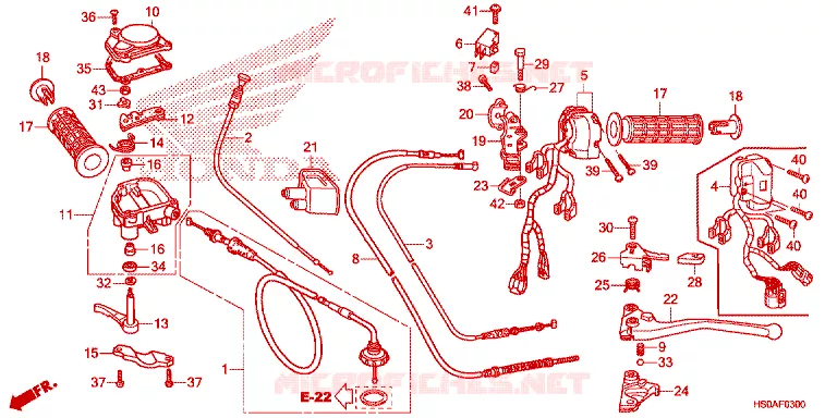 LEVIER DE GUIDON - CABLE - COMMODO Honda ATV 250 FOURTRAX 2021  TRX250TEM