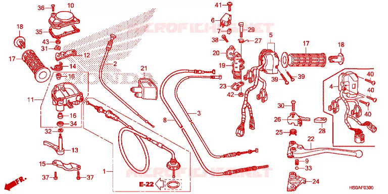 LEVIER DE GUIDON - CABLE - COMMODO Honda ATV 250 FOURTRAX 2021  TRX250TMM