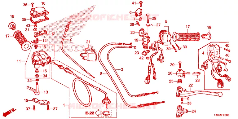 LEVIER DE GUIDON - CABLE - COMMODO Honda ATV 250 FOURTRAX 2021  TRX250TMM