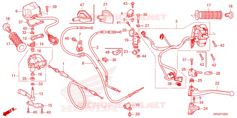 LEVIER DE GUIDON - CABLE - COMMODO Honda ATV 520 FOURTRAX 2023  TRX520FE2P