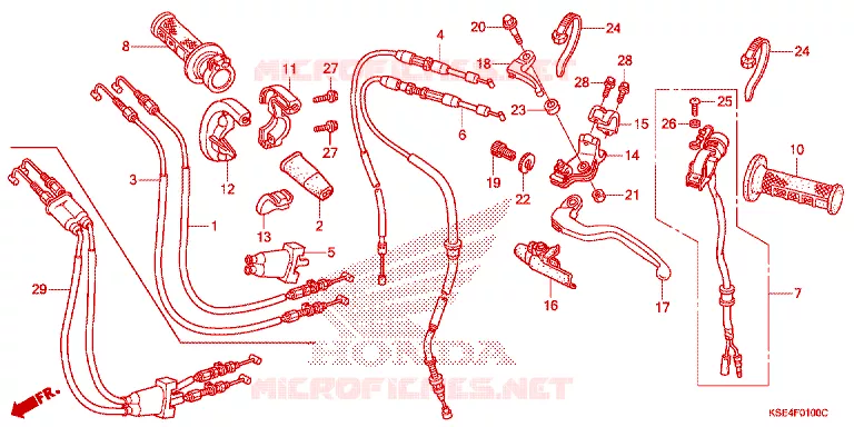 LEVIER DE GUIDON - CABLE - COMMODO Honda MOTO 150 CRF 2011  CRF150R9
