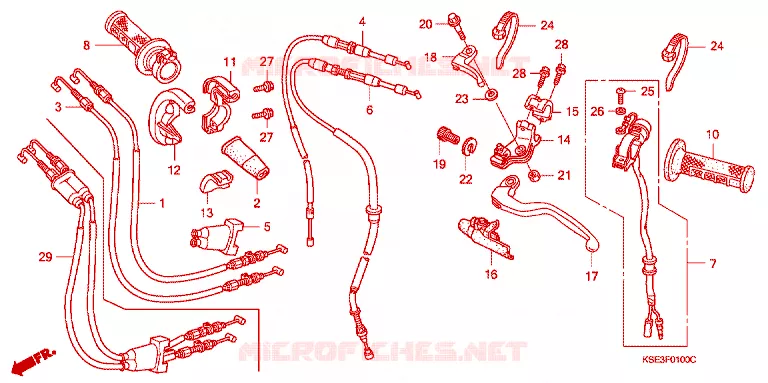 LEVIER DE GUIDON - CABLE - COMMODO Honda MOTO 150 CRF 2009  CRF150R9