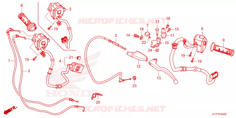 LEVIER DE GUIDON - CABLE - COMMODO Honda MOTO 250 CRF 2024  CRF250LRAP