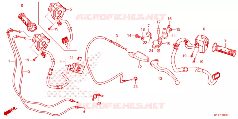 LEVIER DE GUIDON - CABLE - COMMODO Honda MOTO 300 CRF 2024  CRF300LRP