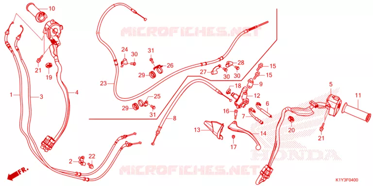 LEVIER DE GUIDON - CABLE - COMMODO Honda SCOOTER 125 PCX 2022  WW125N