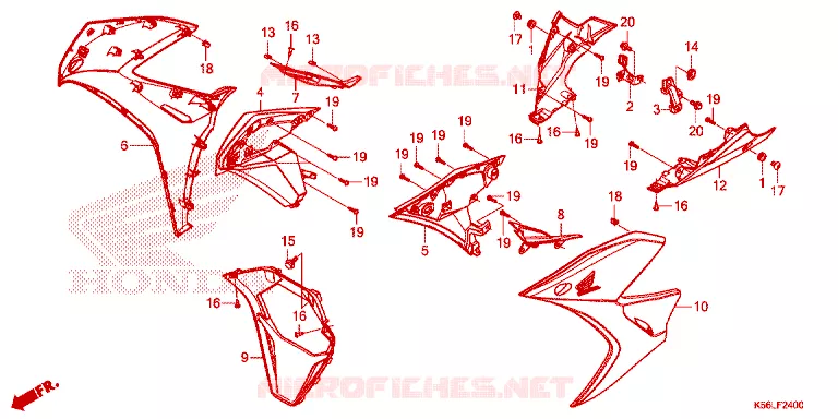 COUVERCLES LATERAUX Honda SCOOTER 150 WINNER 2020  FS150FAL_V