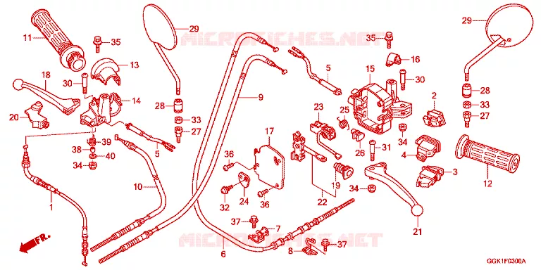 LEVIER DE GUIDON - CABLE - COMMODO Honda SCOOTER electric EV-NEO 2012  EVC50B