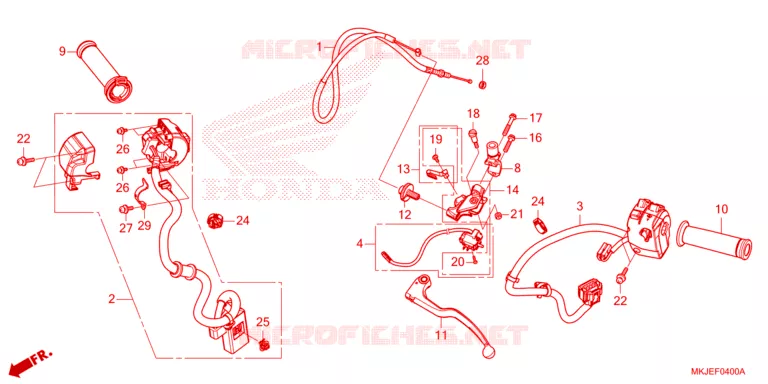 LEVIER DE GUIDON - CABLE - COMMODO Honda MOTO 1000 CB 2023  CB1000RAP