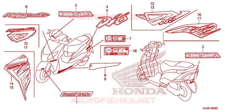 AUTOCOLLANTS Honda SCOOTER 110 DIO 2013  SCV110FD