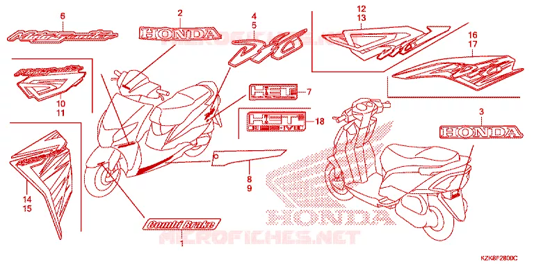 AUTOCOLLANTS Honda SCOOTER 110 DIO 2014  SCV110FD
