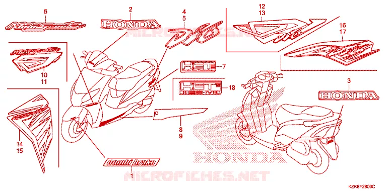 AUTOCOLLANTS Honda SCOOTER 110 DIO 2015  SCV110FF