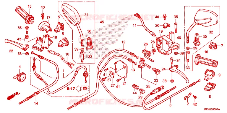 LEVIER DE GUIDON - CABLE - COMMODO Honda SCOOTER 110 DIO 2018  SCV110FH
