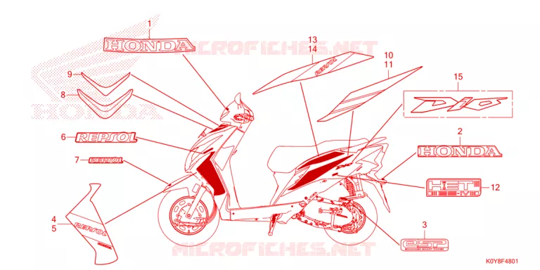 AUTOCOLLANTS Honda SCOOTER 110 DIO 2021  SCV110FM