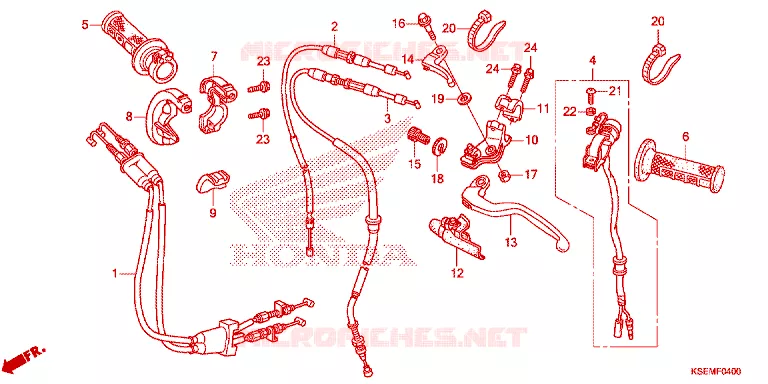 LEVIER DE GUIDON - CABLE - COMMODO Honda MOTO 150 CRF 2023  CRF150RP