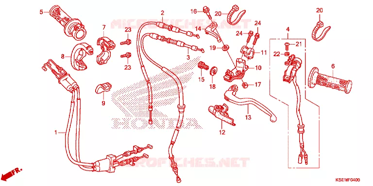 LEVIER DE GUIDON - CABLE - COMMODO Honda MOTO 150 CRF 2024  CRF150RBR
