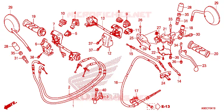 LEVIER DE GUIDON - CABLE - COMMODO Honda SCOOTER 110 SCOOPY 2020  ACF110CBTL