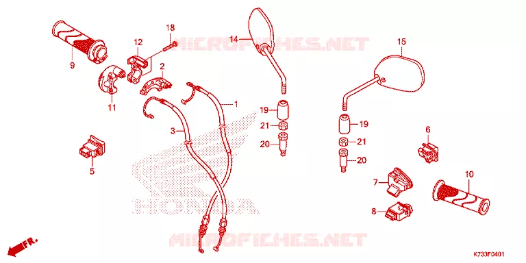 COMMODOS - POIGNEES - CABLES - MIROIR Honda MOTO 125 WAVE 2020  AFS125MSFL