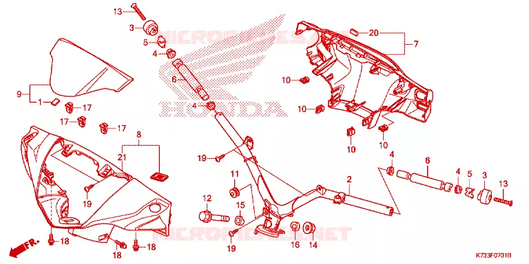 GUIDON - CARENAGE Honda MOTO 125 WAVE 2020  AFS125MSFL