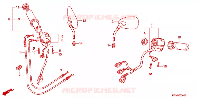 COMMODOS - POIGNEES - CABLES Honda ATV 1000 TALON 2023  SXS1000S2RP