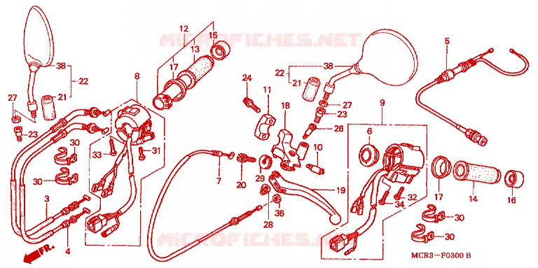 COMMODO - LEVIER - CABLE Honda MOTO 750 VT 2001  VT750DC1