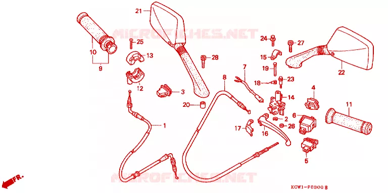 LEVIER DE GUIDON - CABLE - COMMODO Honda SCOOTER 125 SPACY 1997  CHA125S