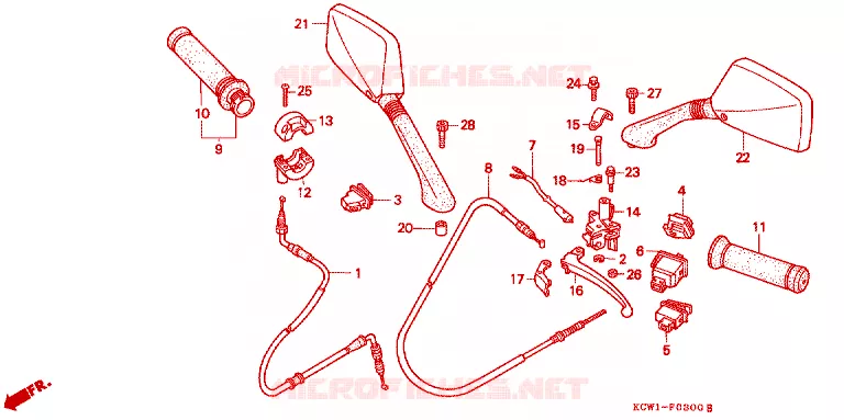 LEVIER DE GUIDON - CABLE - COMMODO Honda SCOOTER 125 SPACY 2002  CHA1251