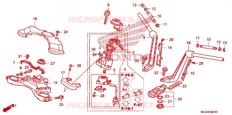 GUIDON - TE DE FOURCHE Honda MOTO 1800 GOLD-WING 2007  GL18007
