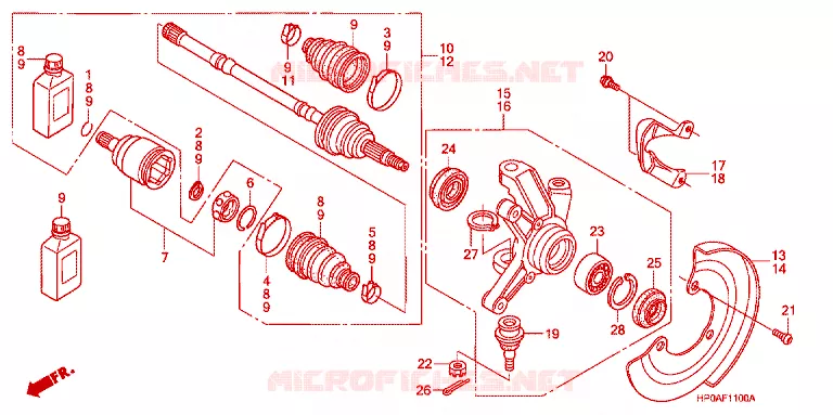 ARBRE DE ROUE  Honda ATV 500 FOURTRAX 2007  TRX500FM7
