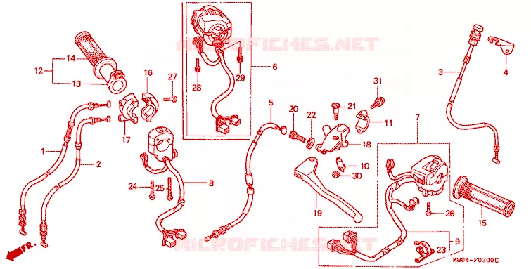COMMODOS - POIGNEES Honda MOTO 900 CBR 1996  CBR900RRT