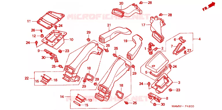 CONDUIT D'AIR Honda MOTO 1500 GOLD-WING 1998  GL1500SEW