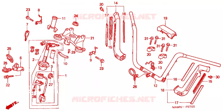 GUIDON - TE DE FOURCHE Honda MOTO 1500 GOLD-WING 1998  GL1500SEW