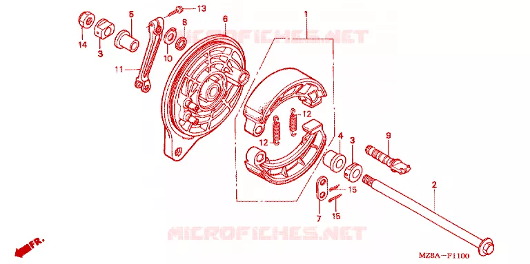 FLASQUE - MACHOIRES DE FREIN ARRIERE Honda MOTO 600 SHADOW 2003  VT600CD3