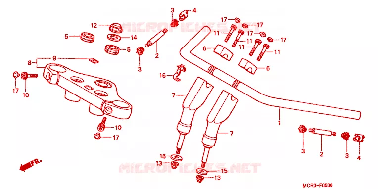 GUIDON - TE DE FOURCHE Honda MOTO 750 SHADOW 2002  VT750DC2_A