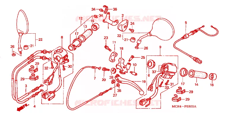 COMMODO - LEVIER - CABLE Honda MOTO 750 SHADOW 2003  VT750DCB3