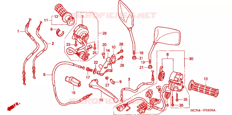COMMODOS - POIGNEES Honda MOTO 750 CB 2000  CB750Y