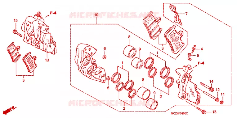 ETRIER DE FREIN AVANT Honda MOTO 900 HORNET 2004  CB900F4