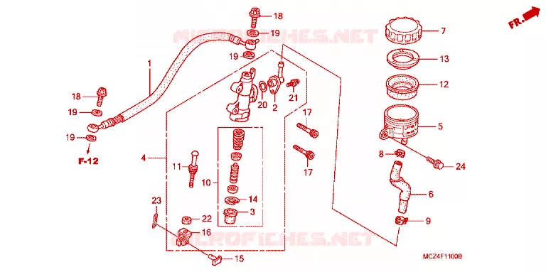MAITRE-CYLINDRE DE FREIN ARRIERE Honda MOTO 900 HORNET 2004  CB900F4