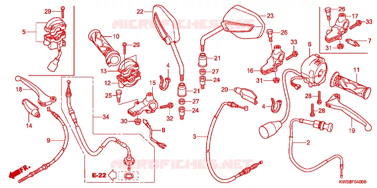 LEVIER DE GUIDON - CABLE - COMMODO Honda MOTO 110 CB 2015  CBF110E