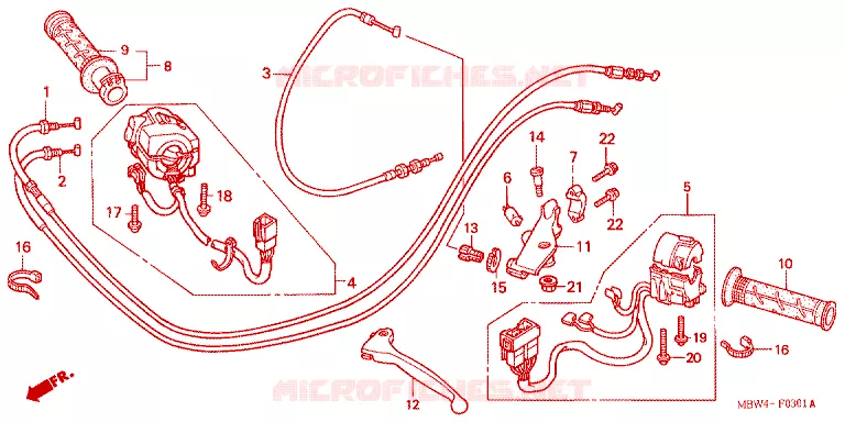 LEVIER DE GUIDON - CABLE - COMMODO Honda MOTO 600 CBR 2001  CBR600F41