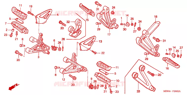 REPOSE PIED Honda MOTO 600 CBR 2000  CBR600F4Y