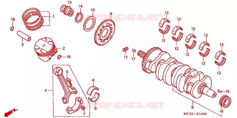 VILEBREQUIN - PISTON Honda MOTO 900 HORNET 2004  CB900F4
