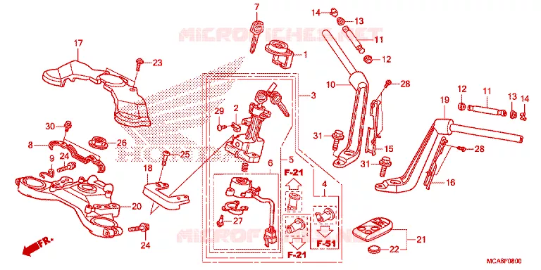 GUIDON - TE DE FOURCHE Honda MOTO 1800 GOLD-WING 2013  GL1800D
