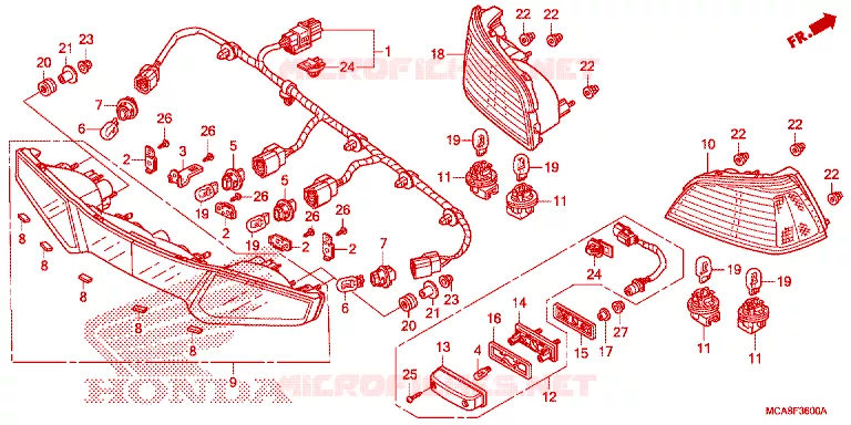 FEUX ARRIERE Honda MOTO 1800 GOLD-WING 2013  GL1800D