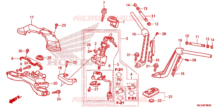 GUIDON - TE DE FOURCHE Honda MOTO 1800 GOLD-WING 2013  GL1800D