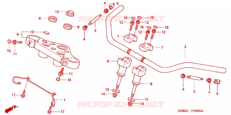 GUIDON - TE DE FOURCHE Honda MOTO 400 SHADOW 2005  NV400C5