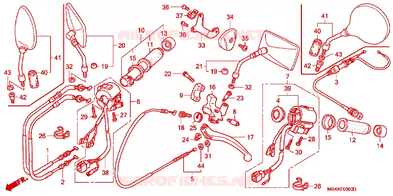 LEVIER DE GUIDON - CABLE - COMMODO Honda MOTO 400 SHADOW 2005  NV400C5