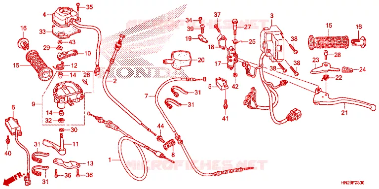 LEVIER DE GUIDON - CABLE - COMMODO Honda ATV 500 FOURTRAX 2012  TRX500FPAC