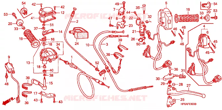 LEVIER DE GUIDON - CABLE - COMMODO Honda ATV 500 FOURTRAX 2008  TRX500FPE8