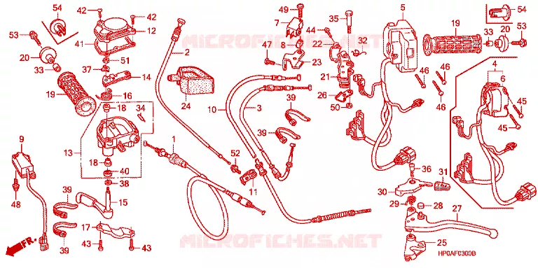 LEVIER DE GUIDON - CABLE - COMMODO Honda ATV 500 FOURTRAX 2008  TRX500FPM8